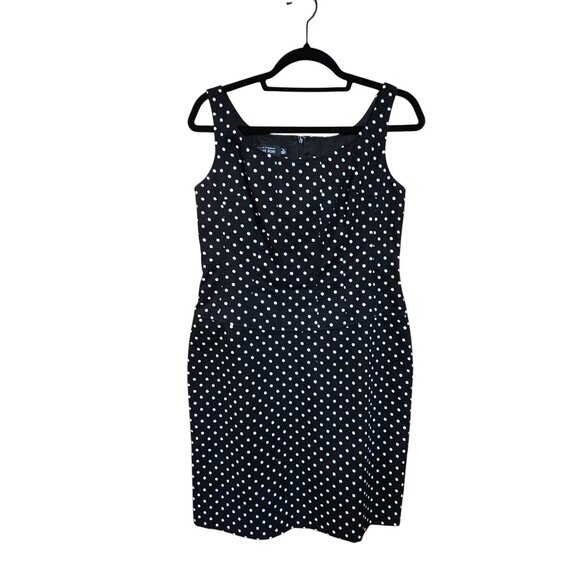 Teri Jon Rickie Freeman Black & White Polka Dot Sleeveless Dress Size 10 - Picture 1 of 3